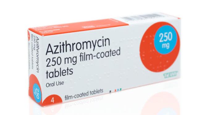 Packet of azithromycin medication