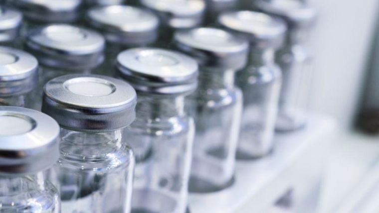 Vaccine vials on a shelf