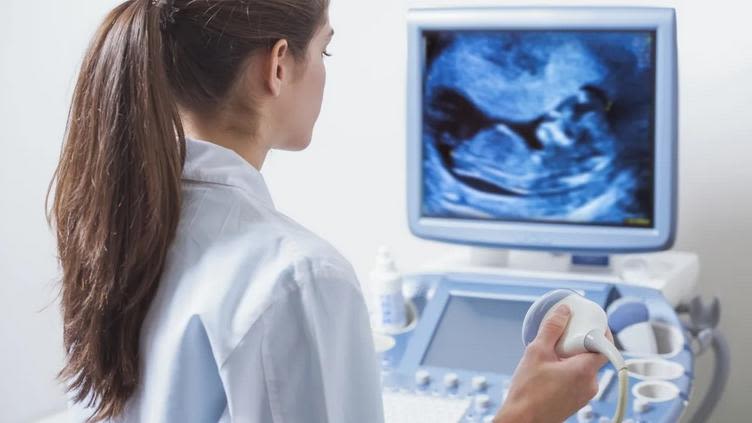 young woman doctor is viewing an ultrasound result