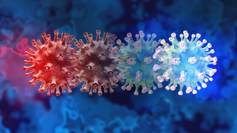 Artists impression of a mutating coronavirus