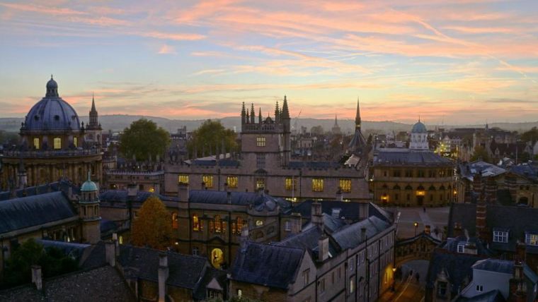 Oxford skyline at sunset